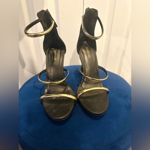 BEBE Berdine Gold Ankle-Strap Sandals - Picture 5 of 8